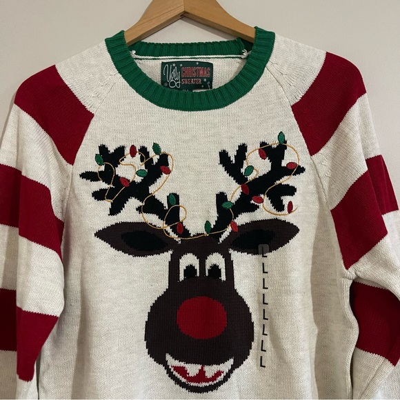 Ugly Christmas sweater reindeer large NEW - Picture 2 of 7